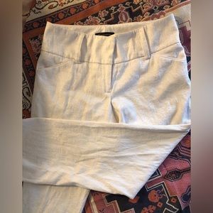 White brocade ankle pants